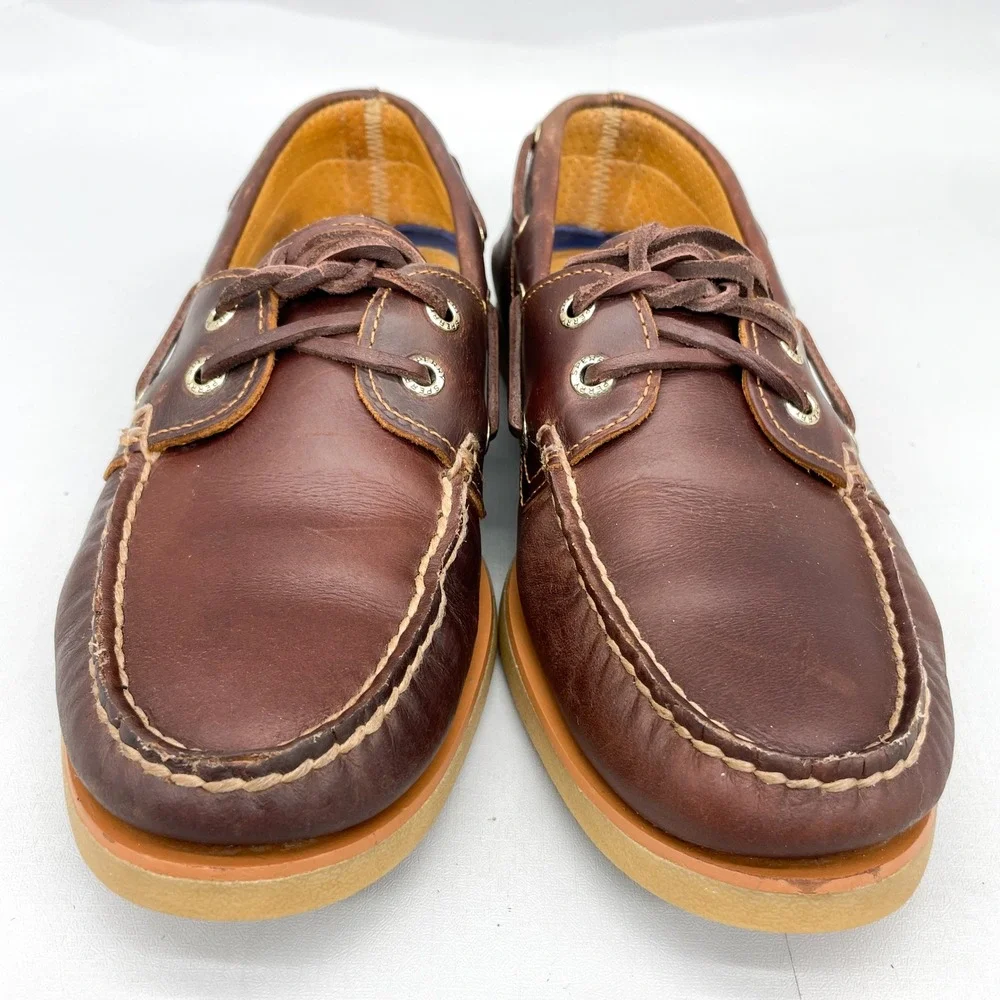 Sperry Mens 8 Gold Cup Authentic Original Boat Shoes Brown Leather Preppy Casual